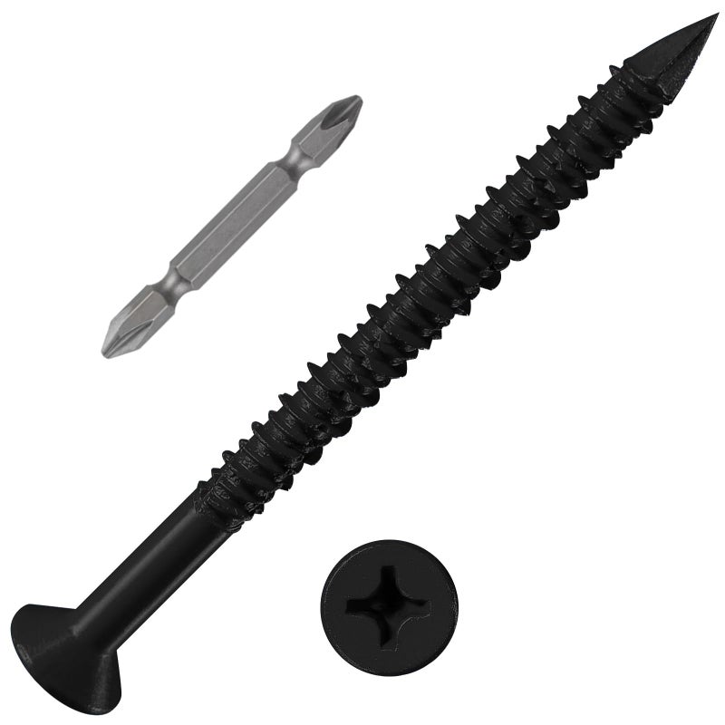 WenSilon(30 PCS) 3/16"" x3-3/4 Black Concrete Screw Anchor Black Flat Head for Anchoring to Masonry, Block or Brick Stucco - Image 1